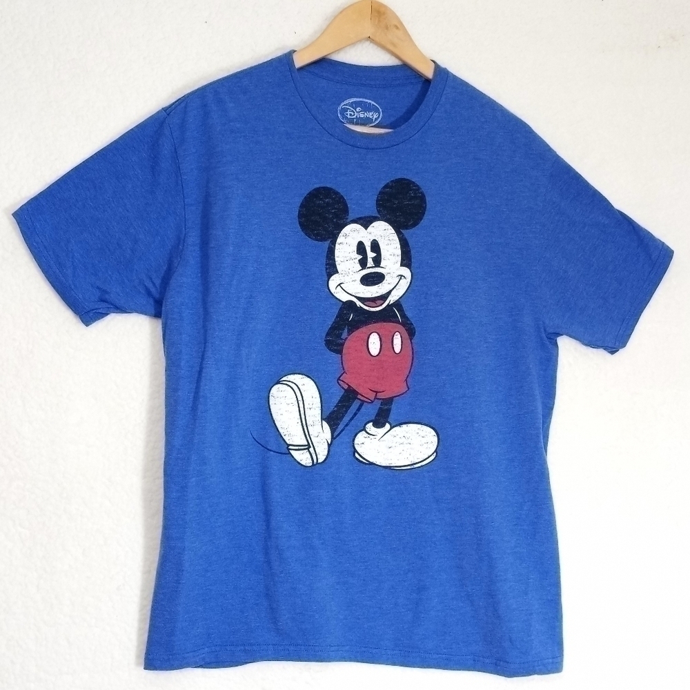 Disney Mickey Mouse T Shirt Short Sleeves Blue Size Large